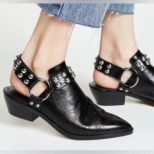 NWOT Rebecca Minkoff Korlyn Black Studded Leather Mules size 5.5